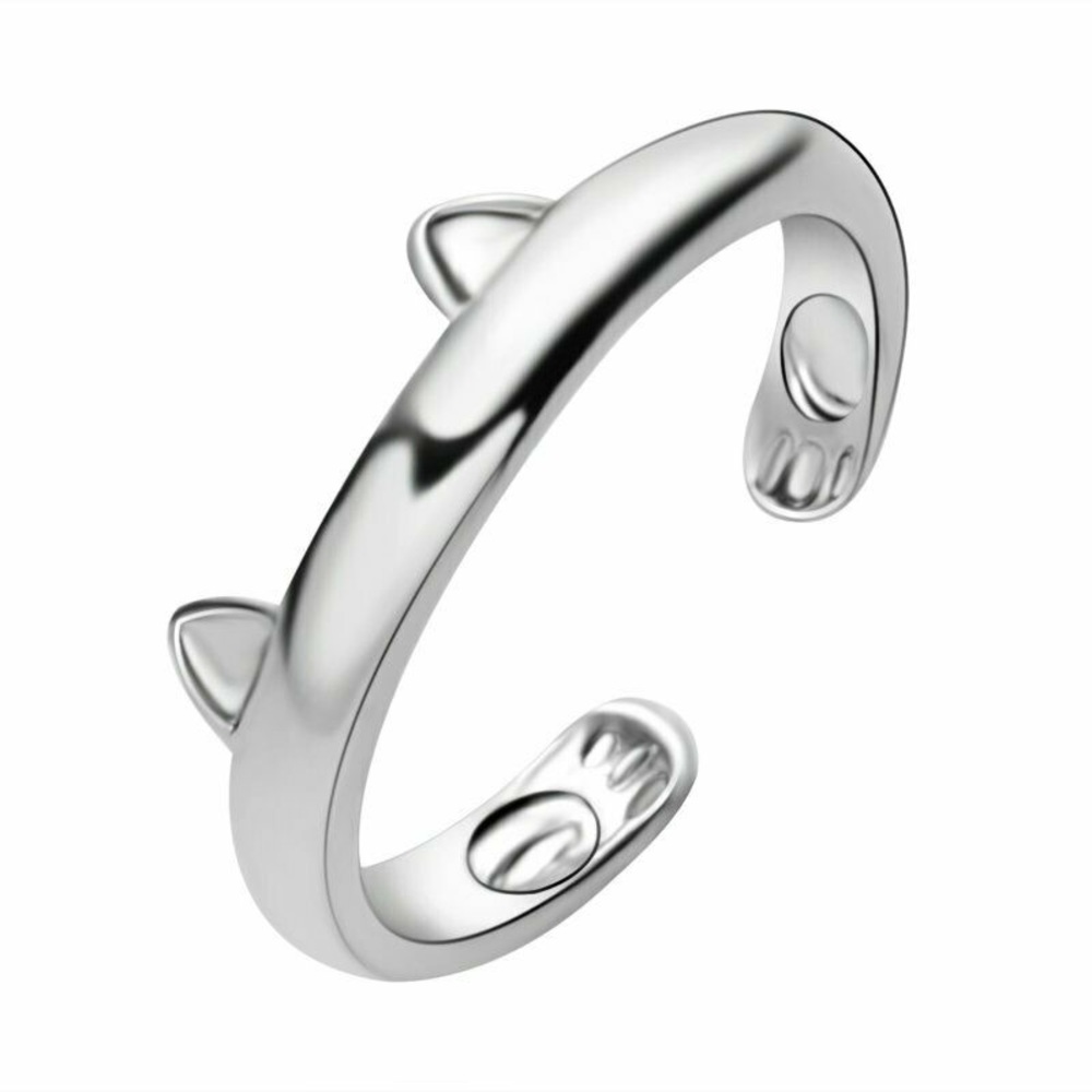 Cat dog ring adjustable 925 silver cat dog